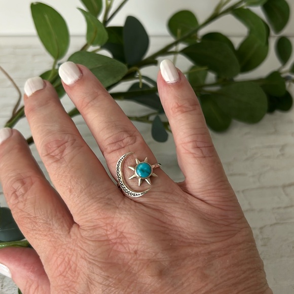 Sterling Silver Turquoise Sun and Moon Ring NWOT - Picture 9 of 16